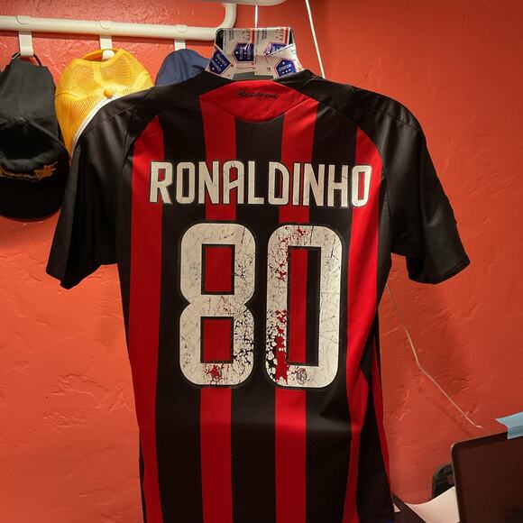 Official Bootleg 2008 AC Milan Ronaldinho 80 Futbol Jersey Men’s size Medium Y2K - Picture 1 of 7